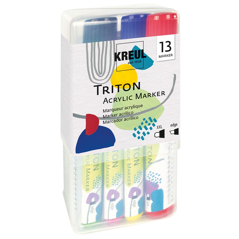 Akrylový popisovač KREUL Triton šikmý a rovný XXL, sada 13ks POWERPACK