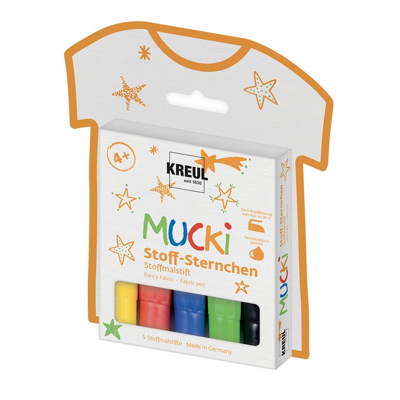 KREUL Fixy na textil MUCKI, sada 5ks