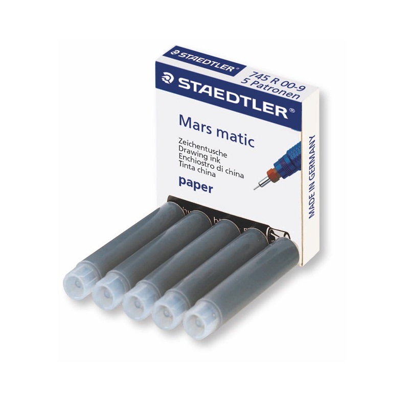 Technická tuš STAEDTLER v bombičkách Mars Matic, 5ks černá