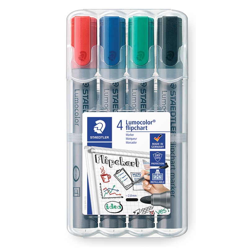 STAEDTLER Lumocolor na flipchart, 4ks kulatý hrot