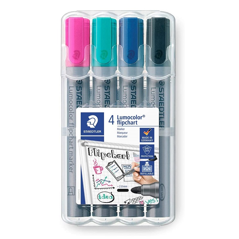 STAEDTLER Lumocolor na flipchart, 4ks kulatý hrot Modern