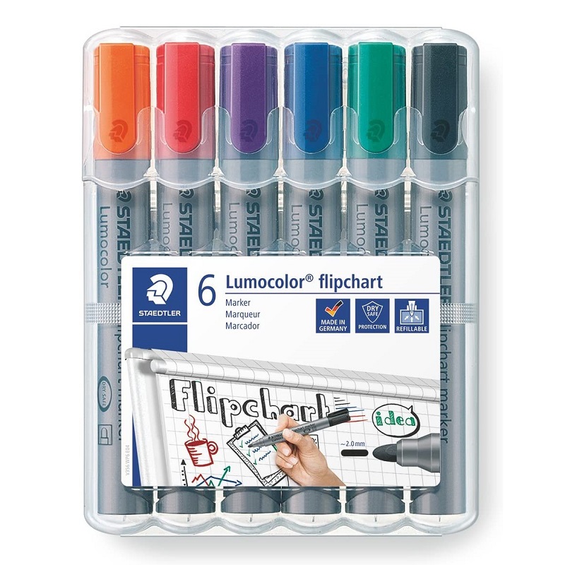 STAEDTLER Lumocolor na flipchart, 6ks kulatý hrot