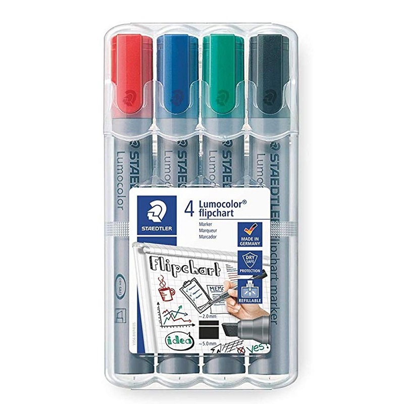 STAEDTLER Lumocolor na flipchart, 4ks šikmý hrot