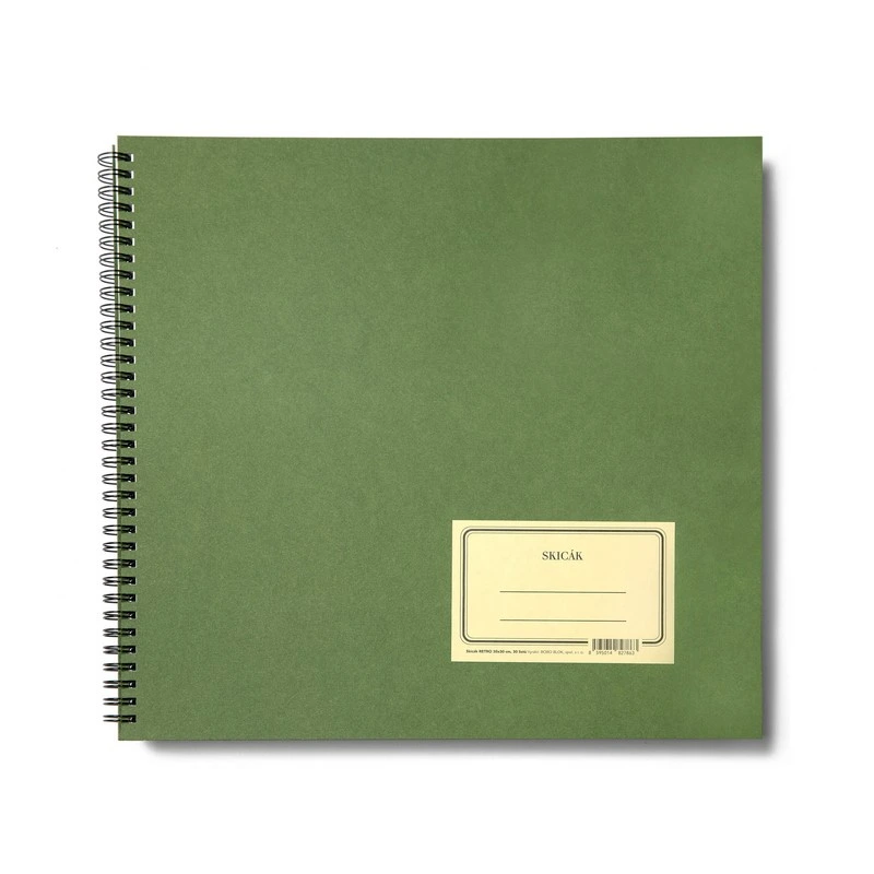 BOBO Skicář "Zelenáč" 30x30 cm, 30 bílých listů