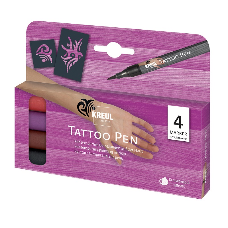 Tetovací popisovač KREUL Tattoo Pen, sada 4ks pro dospělé