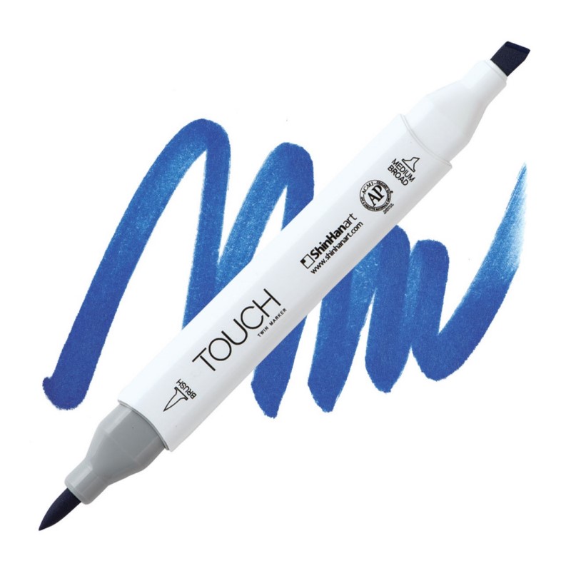 Lihová fixa TOUCH oboustranná Brush & Chisel, PB74 Brilliant blue
