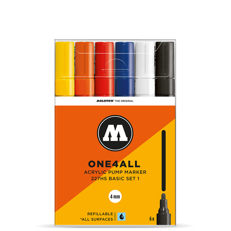 Akrylové fixy MOLOTOW One4All 227HS 4mm, 6ks základní A