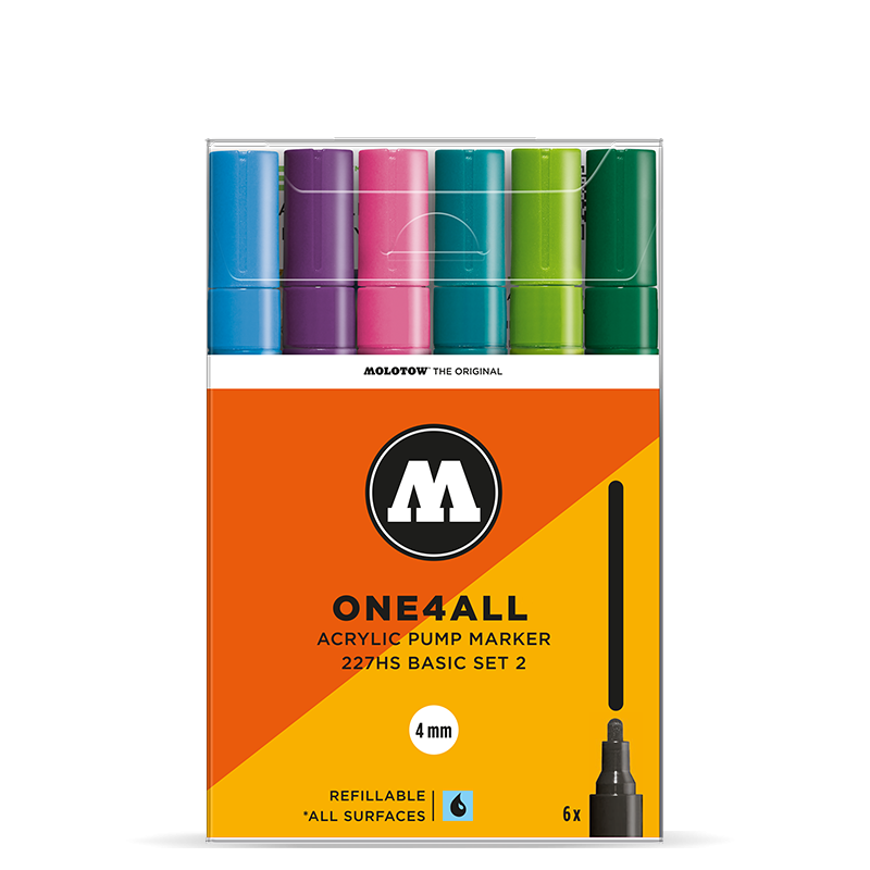 Akrylové fixy MOLOTOW One4All 227HS 4mm, 6ks základní B