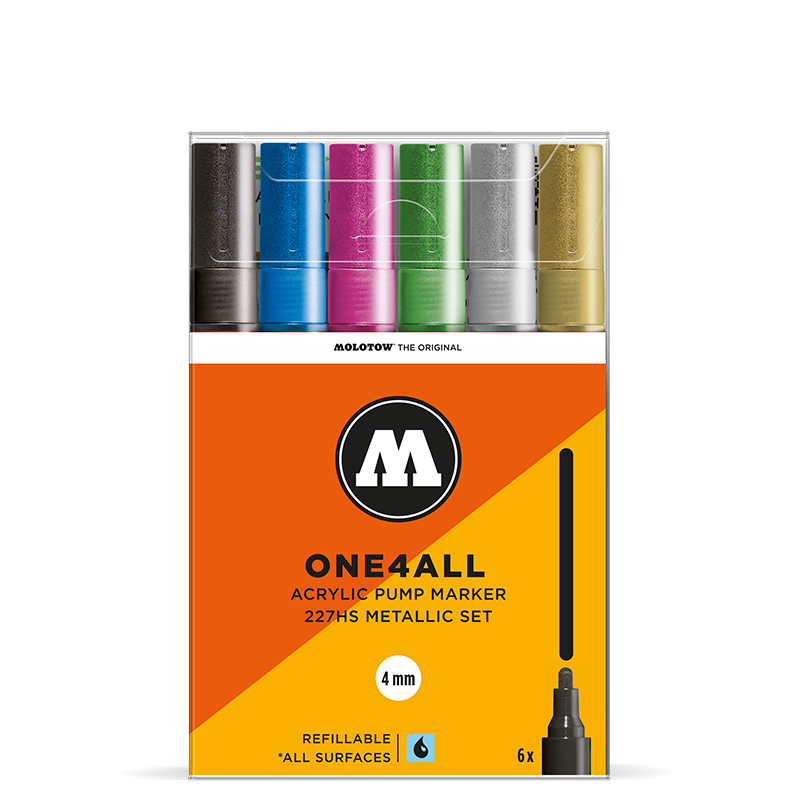 Akrylové fixy MOLOTOW One4All 227HS 4mm, 6ks metalické