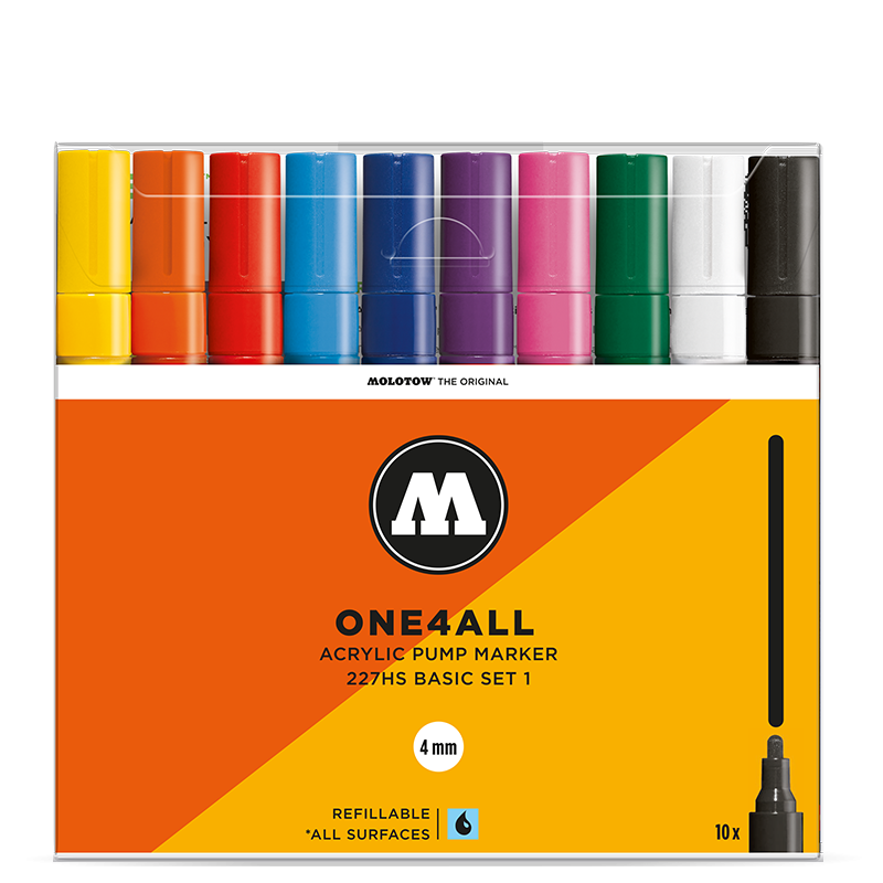 Akrylové fixy MOLOTOW One4All 227HS 4mm, 10ks základní A