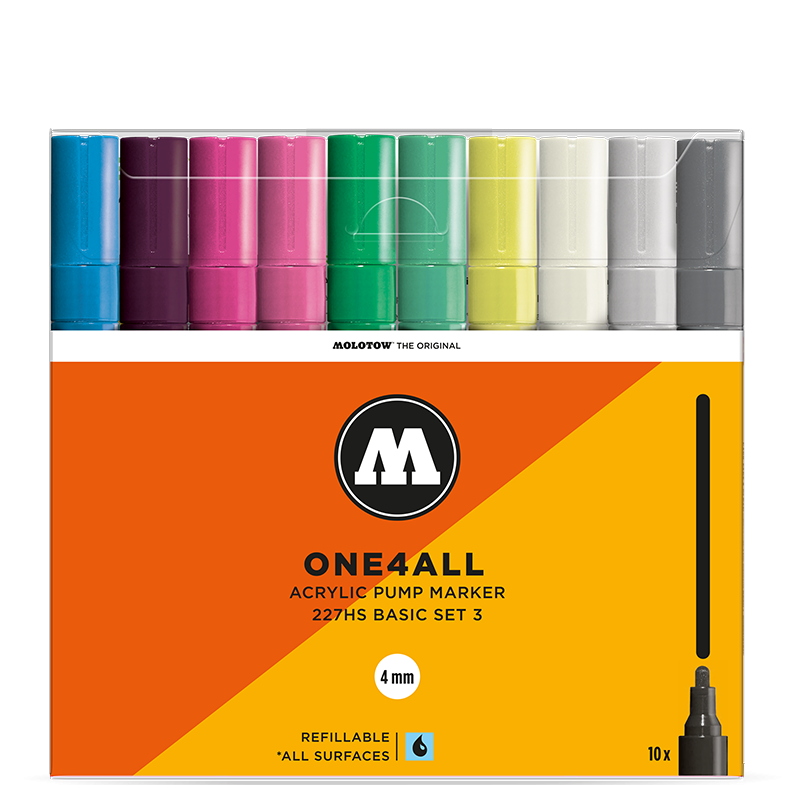 Akrylové fixy MOLOTOW One4All 227HS 4mm, 10ks základní C