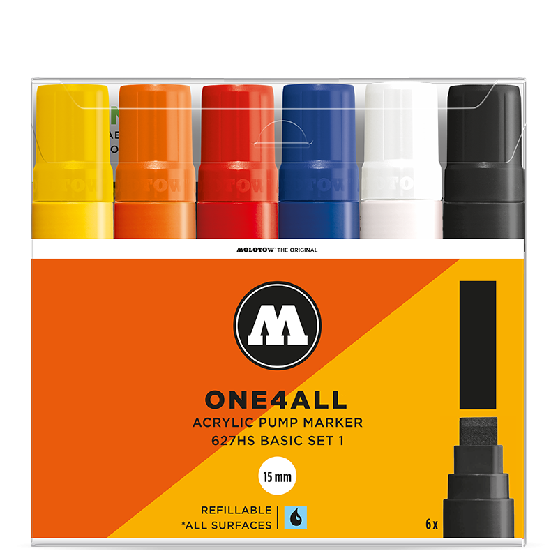 Akrylové fixy MOLOTOW One4All 627HS 15mm, 6ks základní A