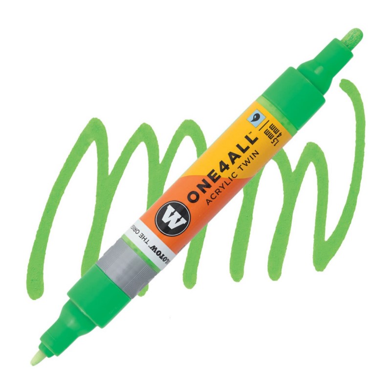Akrylová fixa MOLOTOW One4All Twin 1,5-4mm, fluorescent green