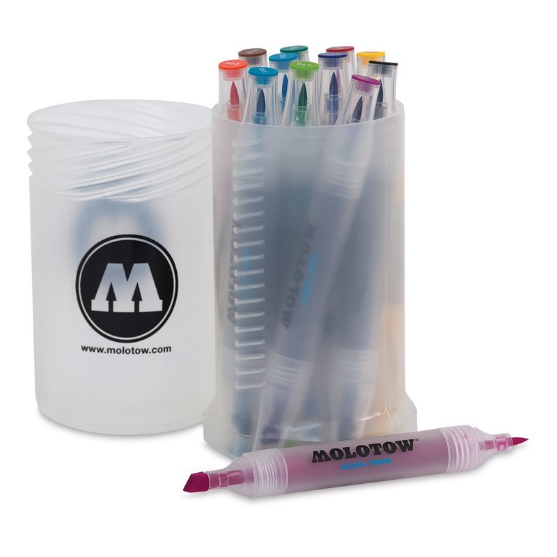 Akvarelové fixy MOLOTOW Aqua Twin, 12ks základní