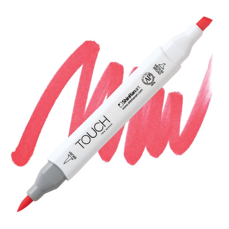 Lihová fixa TOUCH oboustranná Brush & Chisel, F121 Fluorescent coral red
