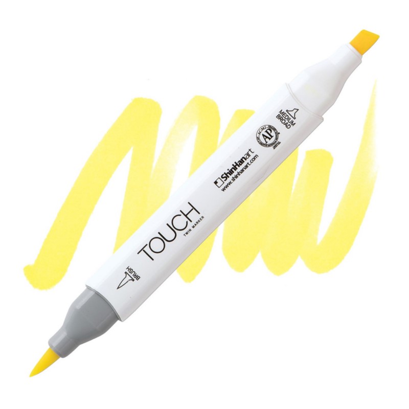 Lihová fixa TOUCH oboustranná Brush & Chisel, F123 Fluorescent yellow
