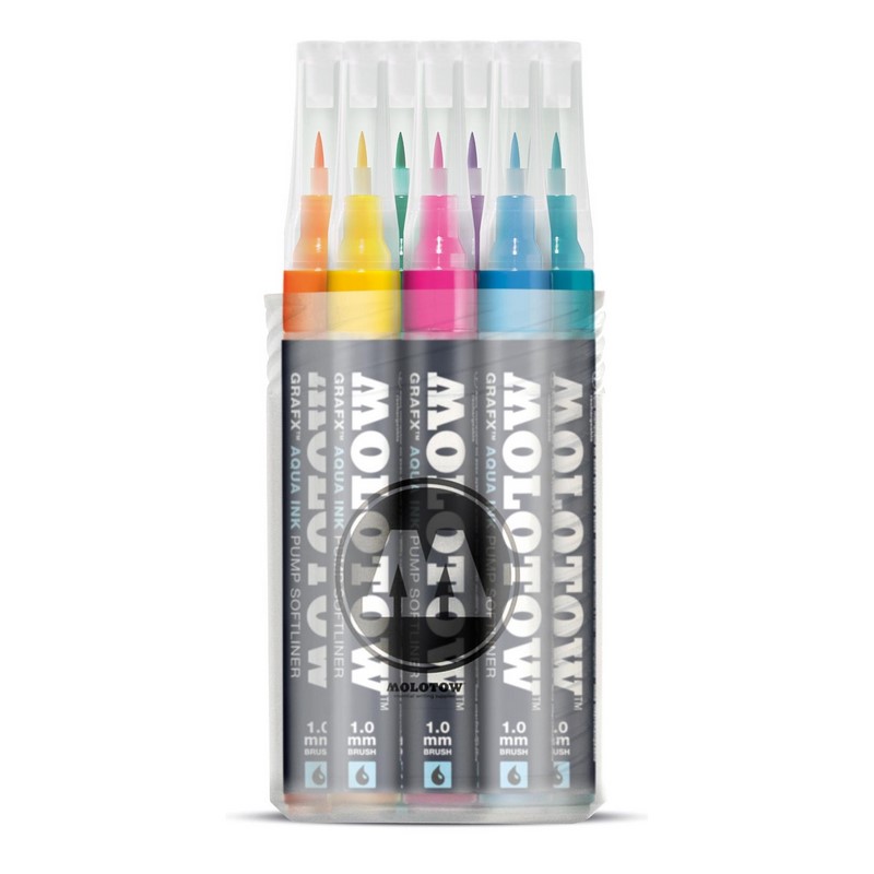 Akvarelové fixy MOLOTOW GRAFX Aqua Ink, 12ks základní