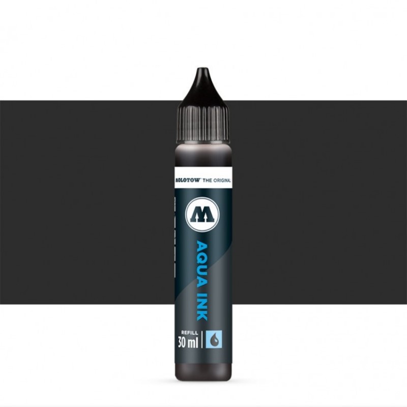 Akvarelový inkoust MOLOTOW Refill Ink pro Aqua, deep black