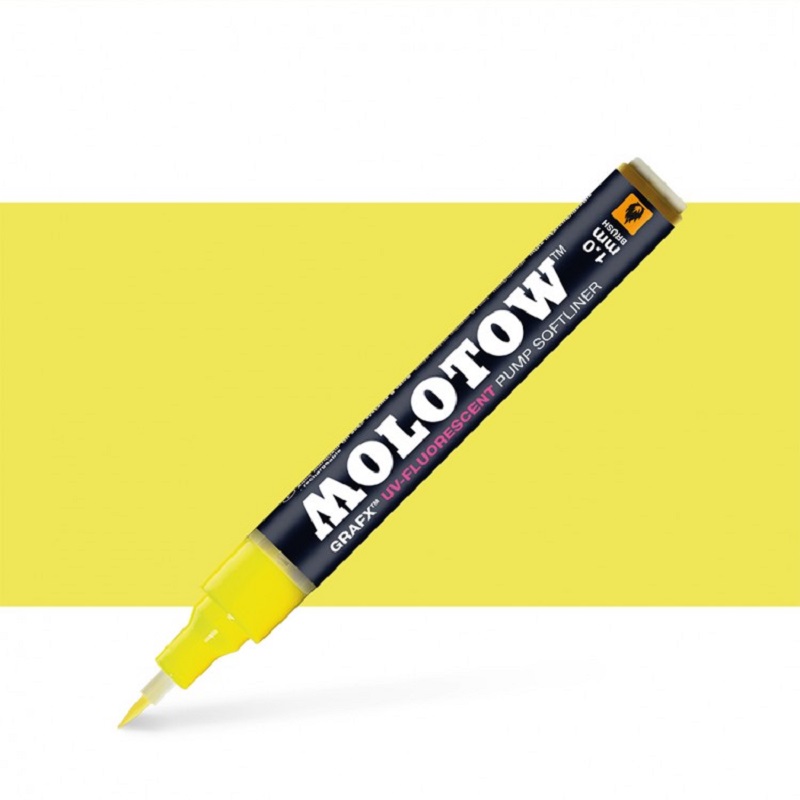 Lihová fixa MOLOTOW GRAFX, žlutá UV-FLUORESCENT Neon Brush
