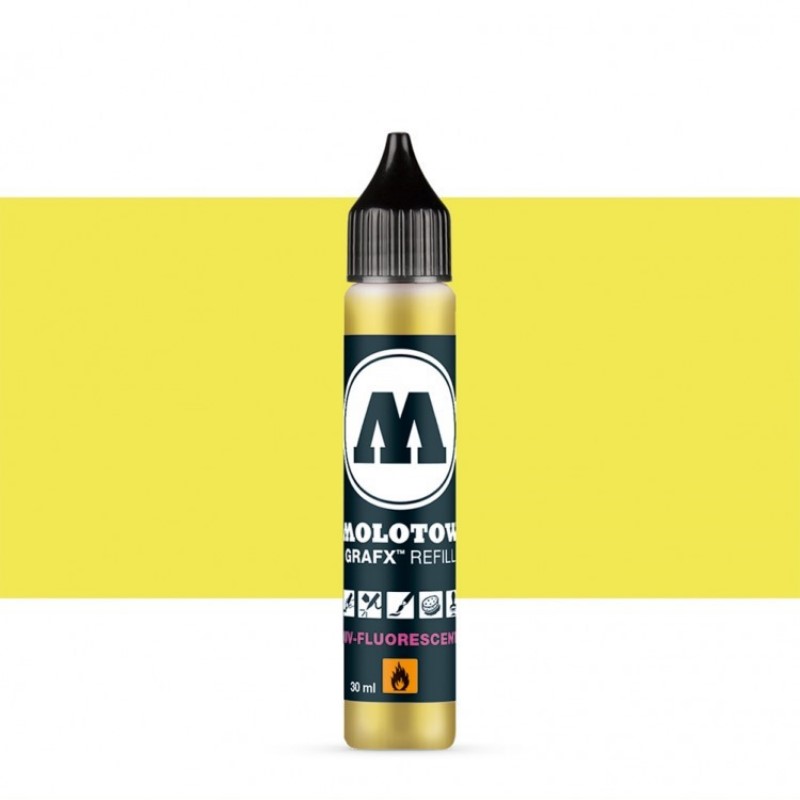 Lihový inkoust MOLOTOW Refill Ink pro GRAFX, žlutý UV-FLUORESCENT