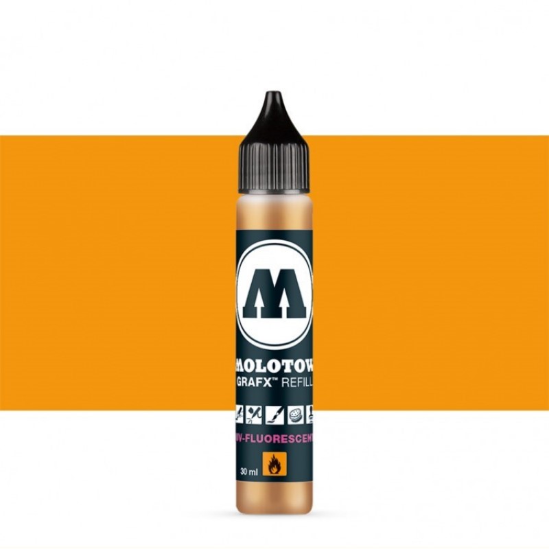 Lihový inkoust MOLOTOW Refill Ink pro GRAFX, oranžový UV-FLUORESCENT