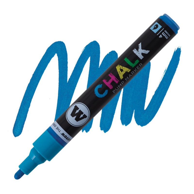 Křídová fixa MOLOTOW Chalk na sklo 4mm, modrá NEON