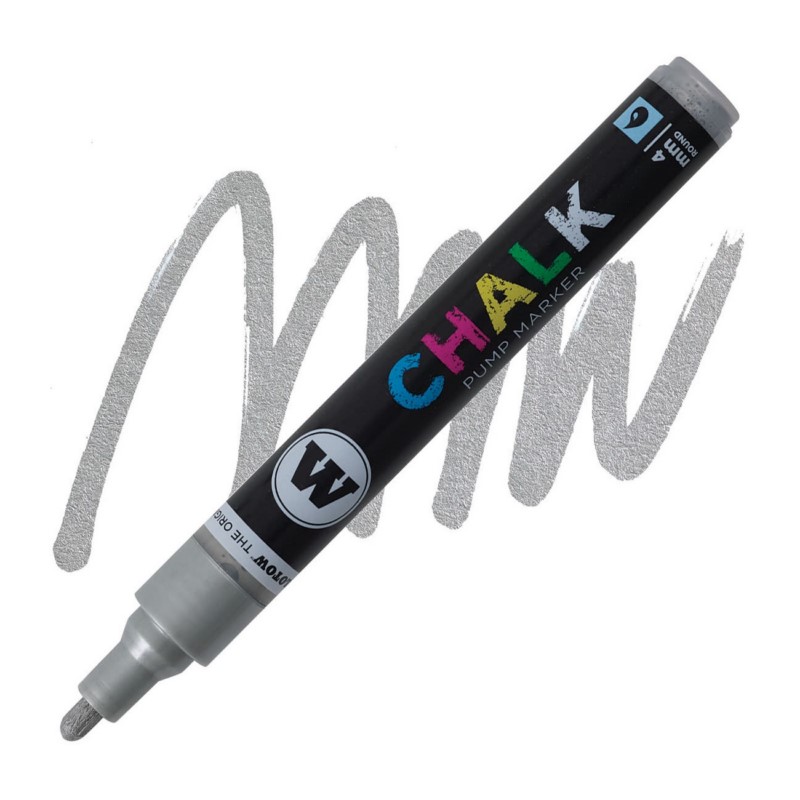 Křídová fixa MOLOTOW Chalk na sklo 4mm, stříbrná