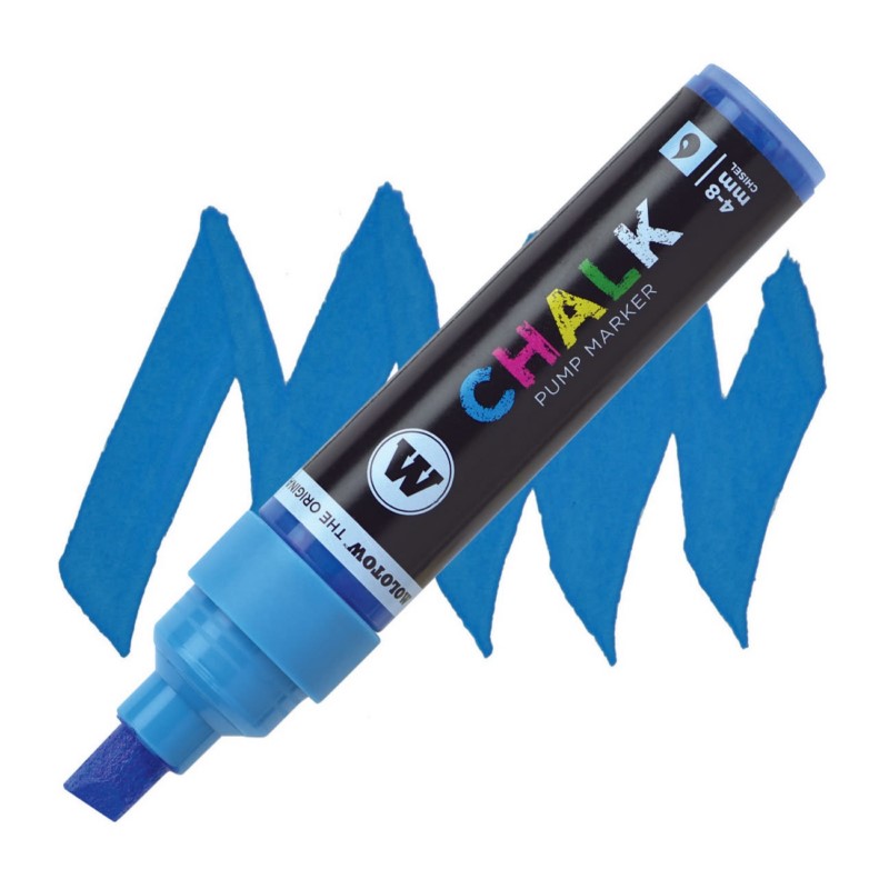 Křídová fixa MOLOTOW Chalk na sklo 4-8mm, modrá NEON