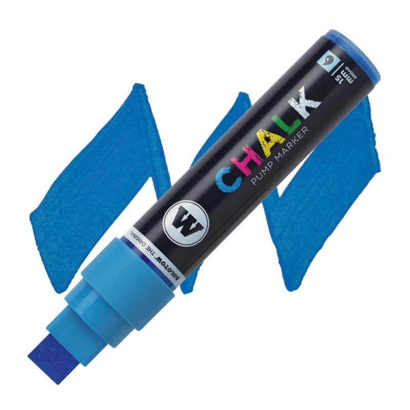 Křídová fixa MOLOTOW Chalk na sklo 15mm, modrá NEON
