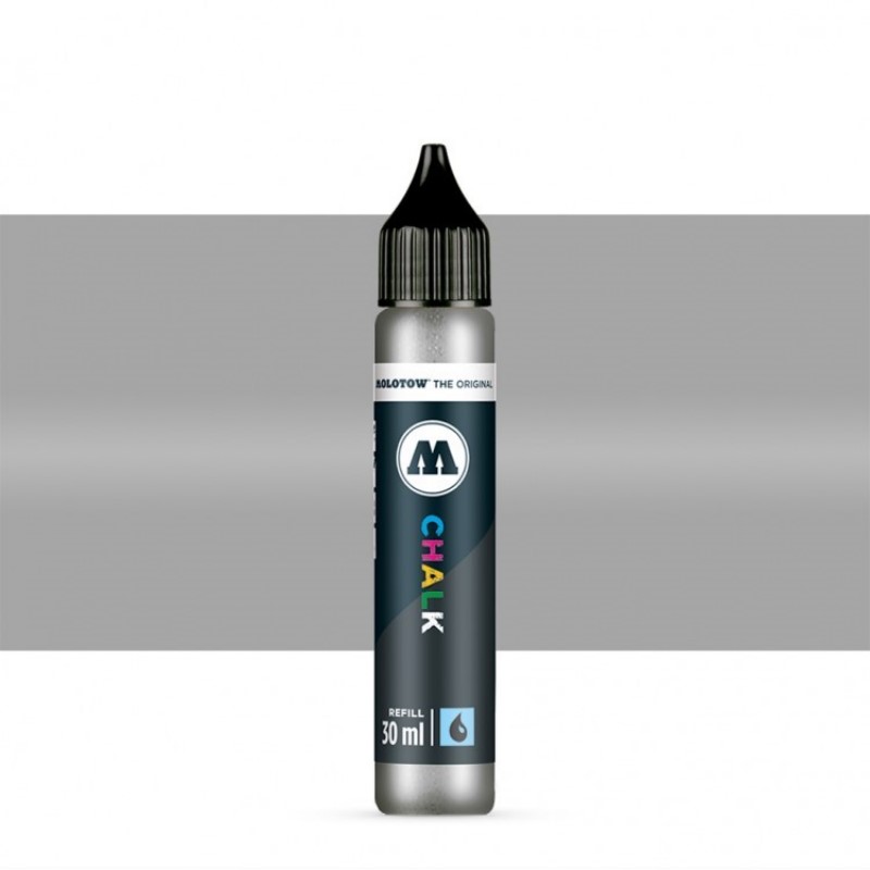 Křídový inkoust MOLOTOW Refill Ink pro Chalk na sklo, stříbrný