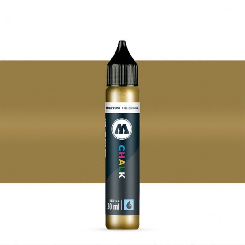 Křídový inkoust MOLOTOW Refill Ink pro Chalk na sklo, zlatý