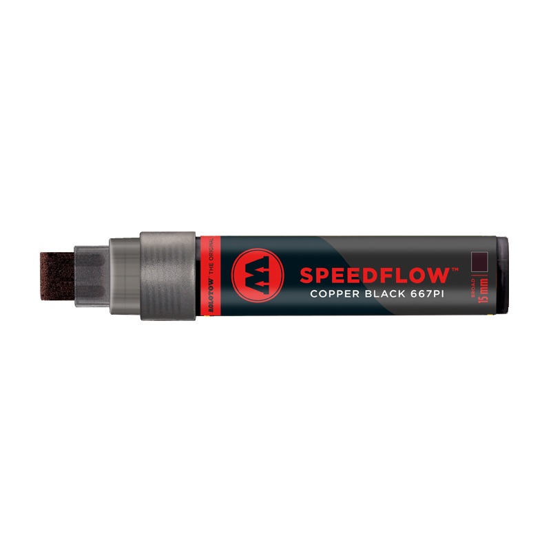 Lihová fixa MOLOTOW Masterpiece Speedflow 15mm XL, černá s měděným leskem