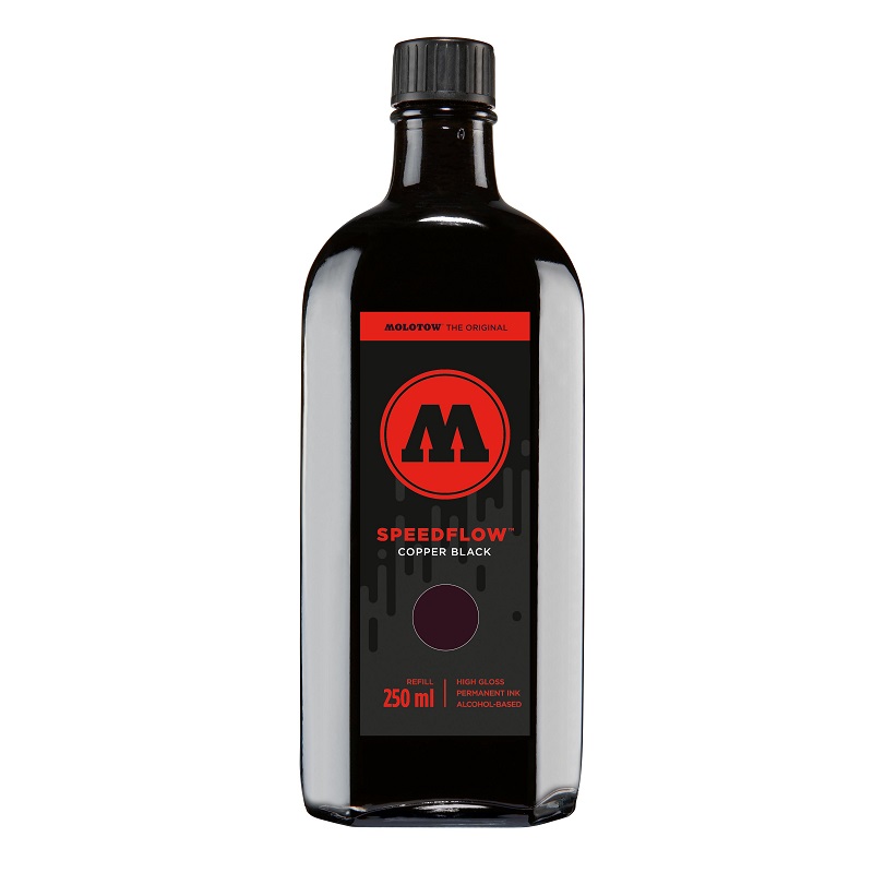 Lihový inkoust MOLOTOW Refill Ink pro Masterpiece Speedflow 250ml, černý s měděným leskem