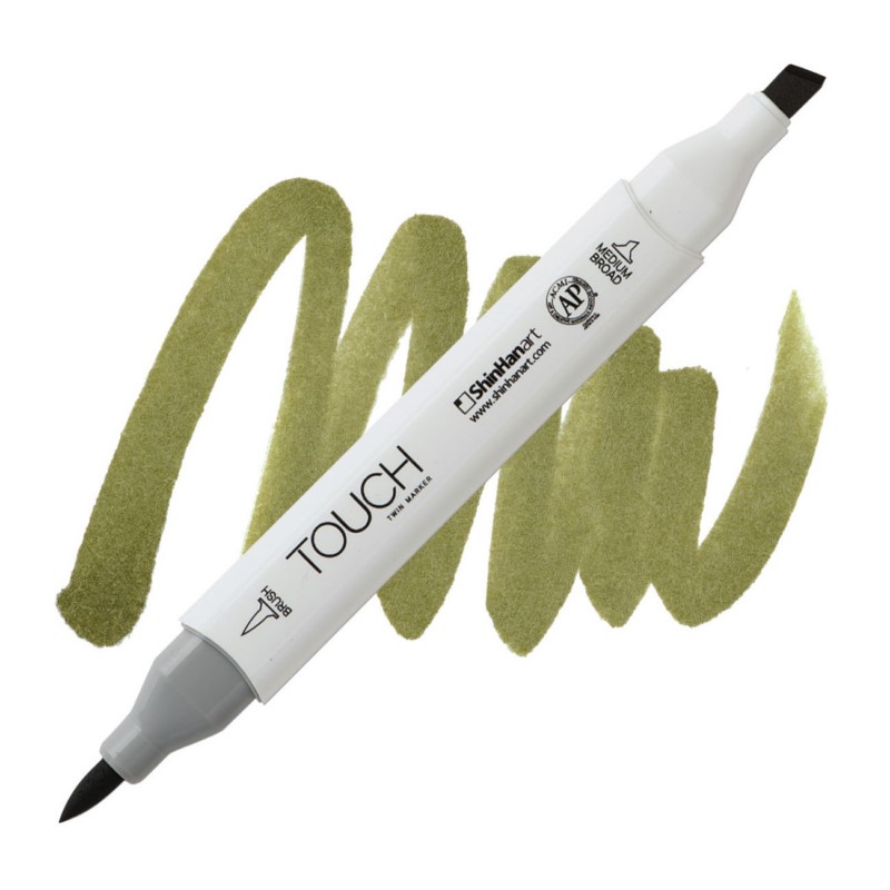 Lihová fixa TOUCH oboustranná Brush & Chisel, Y225 Olive green dark
