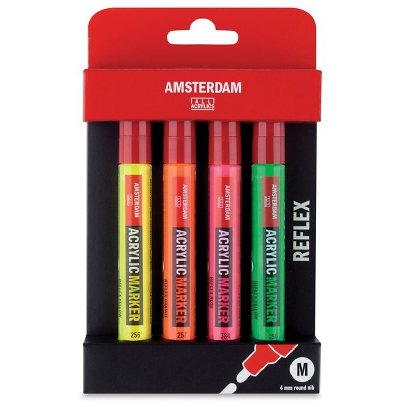 AMSTERDAM Acrylic Marker 4mm, 4ks reflexní