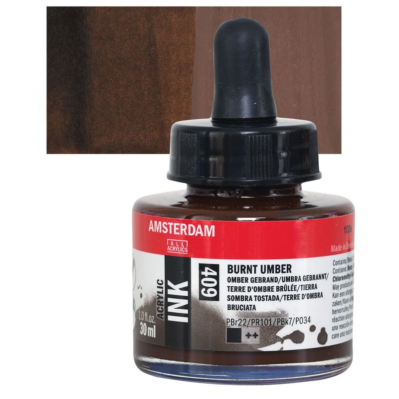 AMSTERDAM Acrylic Ink 30ml, 409 burnt umber