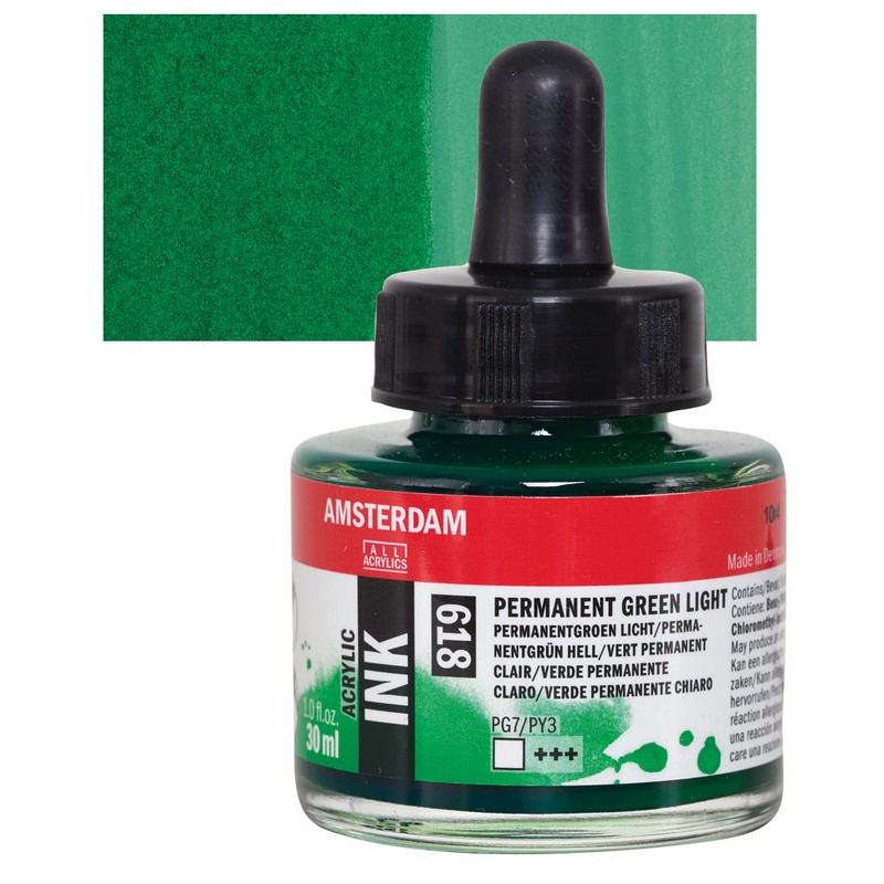 AMSTERDAM Acrylic Ink 30ml, 618 permanent green light
