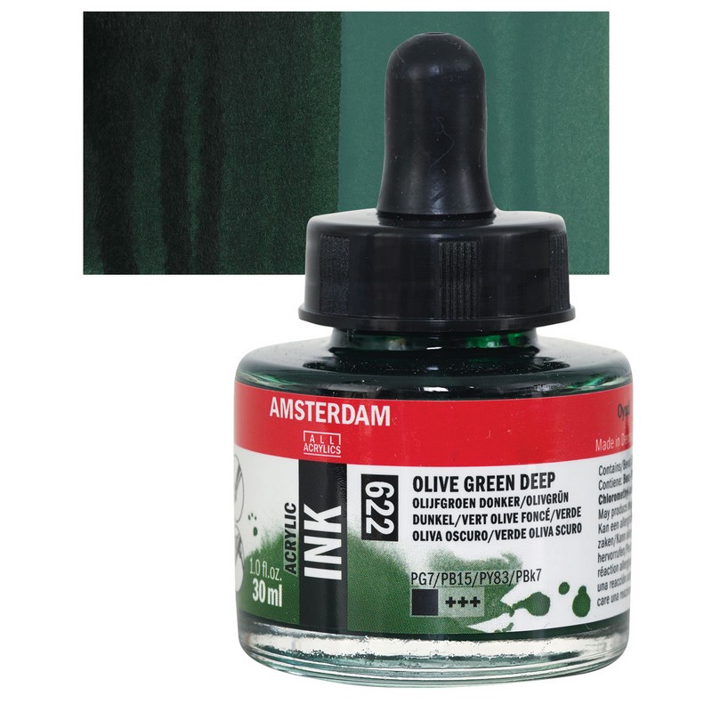 AMSTERDAM Acrylic Ink 30ml, 622 olive green deep