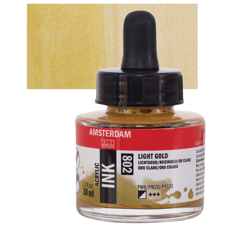 AMSTERDAM Acrylic Ink 30ml, 802 light gold