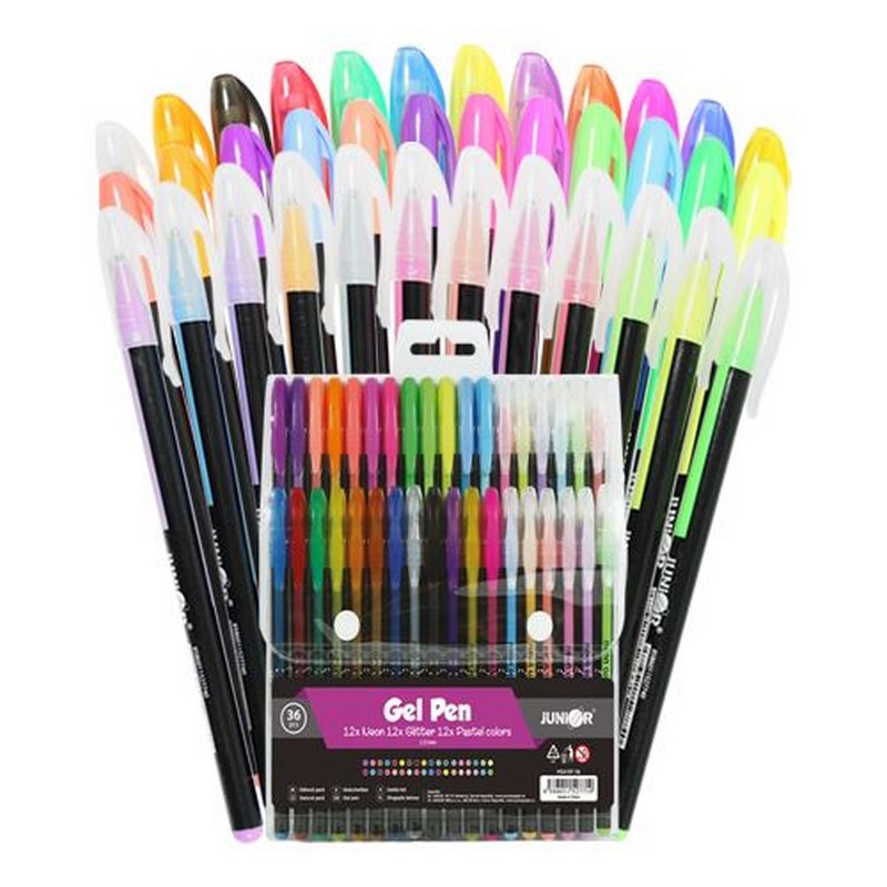 JUNIOR Gelové pero JUNIOR, 36ks NEON / GLITTER / PASTEL