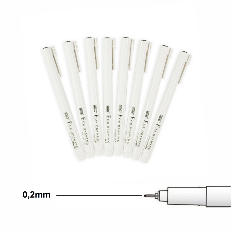Liner MARVY 0,2mm For Drawing, černý