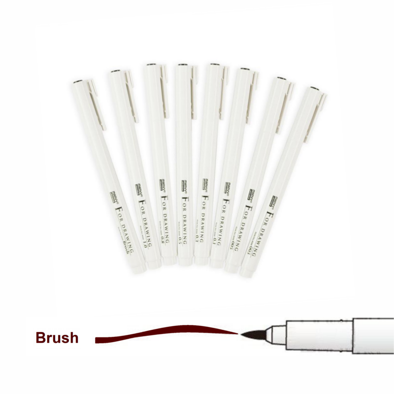 Liner MARVY BRUSH For Drawing, tmavě hnědý