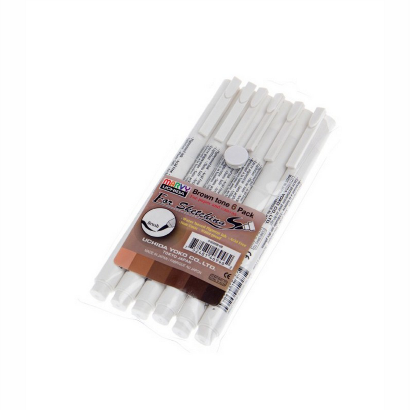 Liner MARVY BRUSH For Drawing, 6ks hnědé