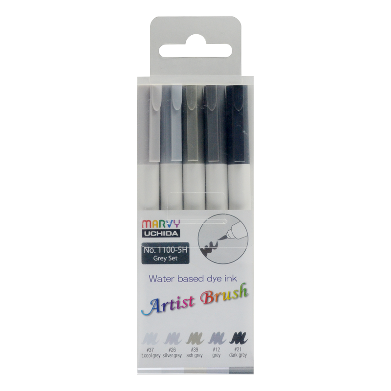 MARVY Artist Brush, sada 5ks Grey