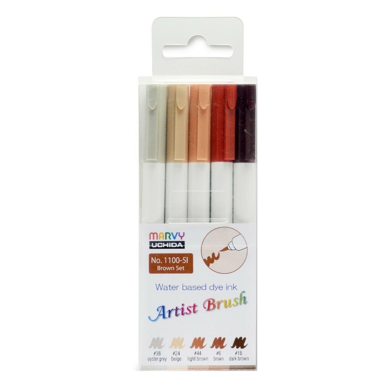 MARVY Artist Brush, sada 5ks Brown