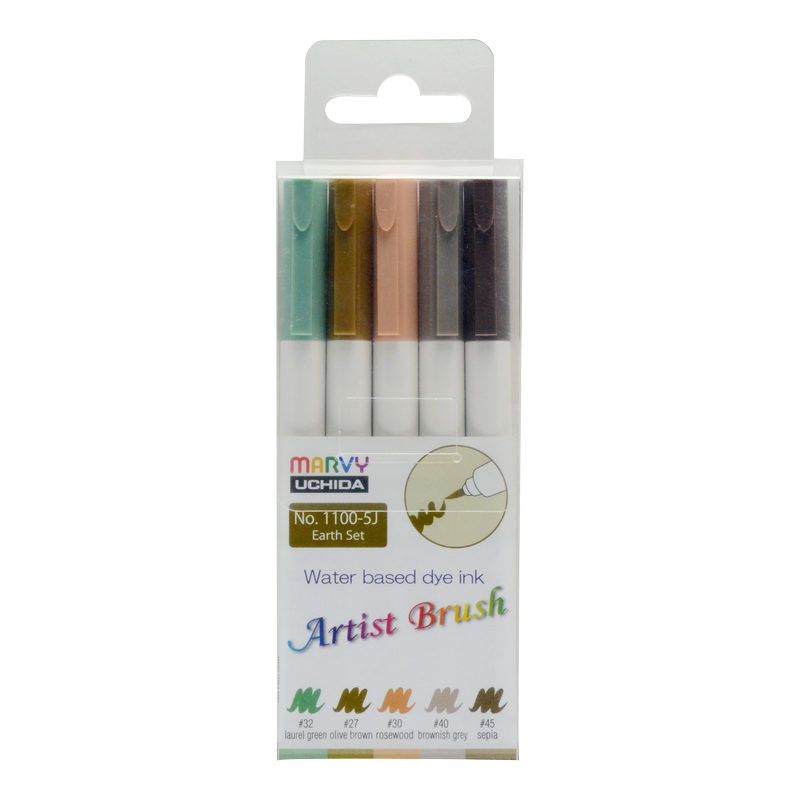 MARVY Artist Brush, sada 5ks Earth