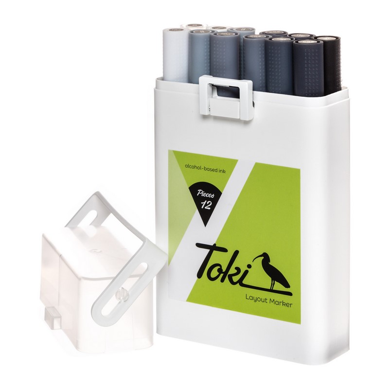 TOKI Marker sada 12ks, šedé