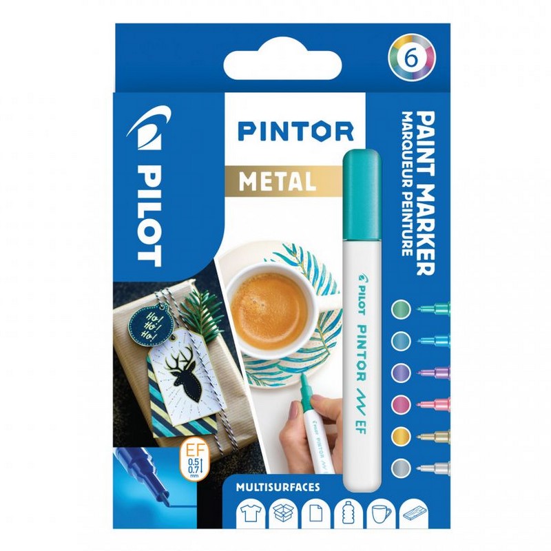 PILOT Pintor akrylová sada 6ks EF, Metal