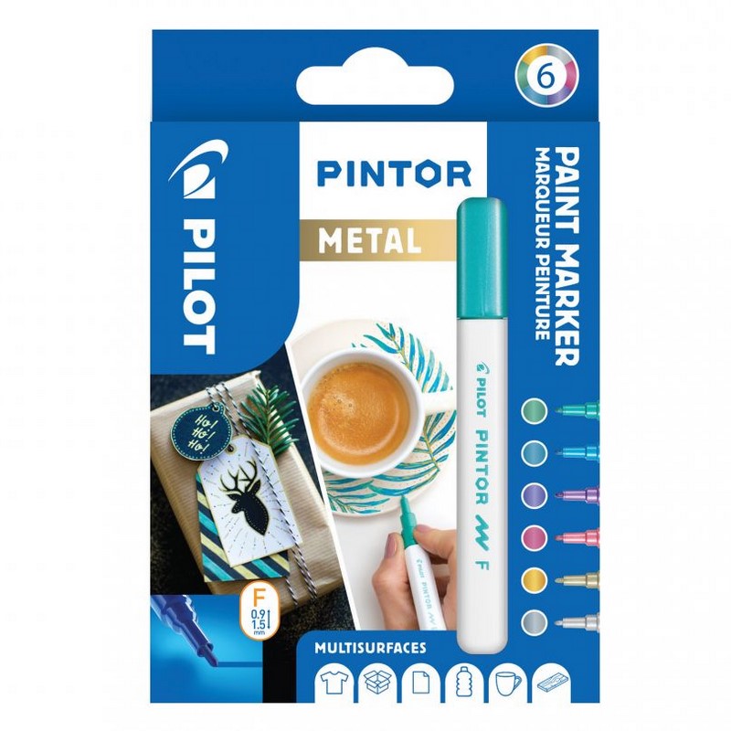 PILOT Pintor akrylová sada 6ks F, Metal