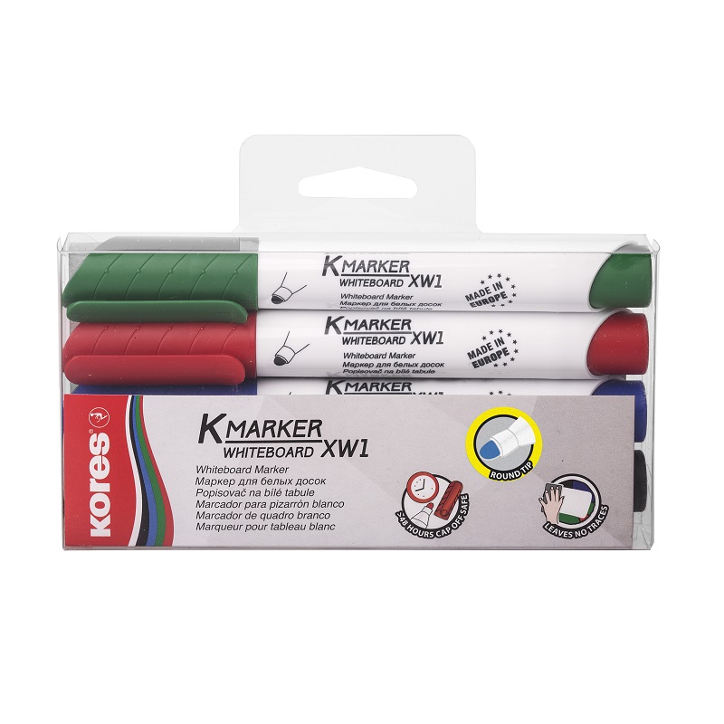 KORES popisovač na bílé tabule K-Marker kulatý, 4ks